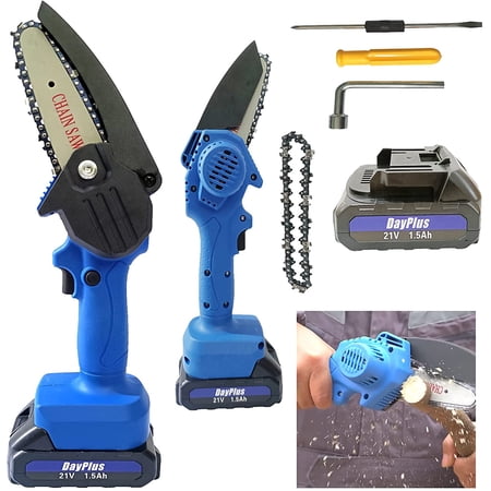 Dayplus 4" Mini Chain Saw Trees Cutter Cordless Wood Cutting Tool with 1x Battery
