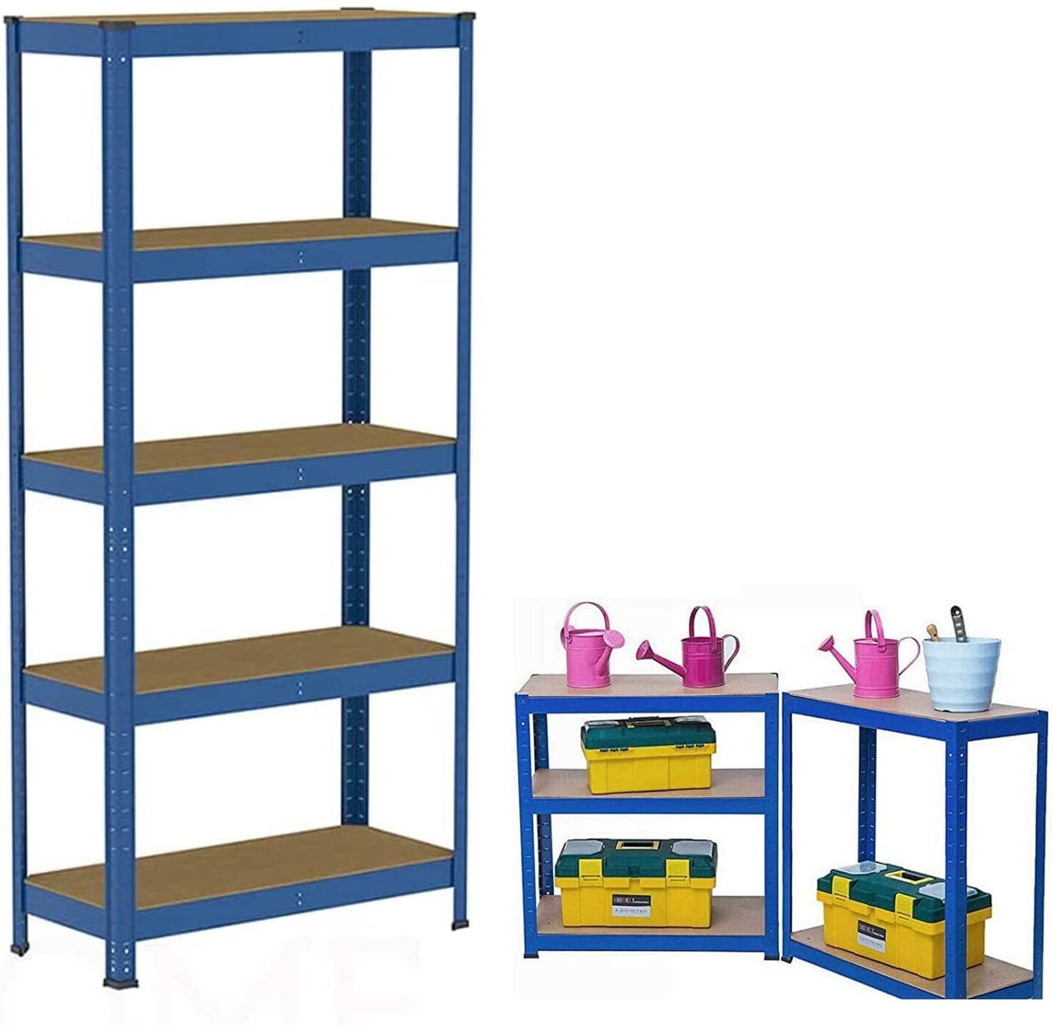 150 x 75 x 30cm 5 Tier Boltless Shelving Unit in Blue