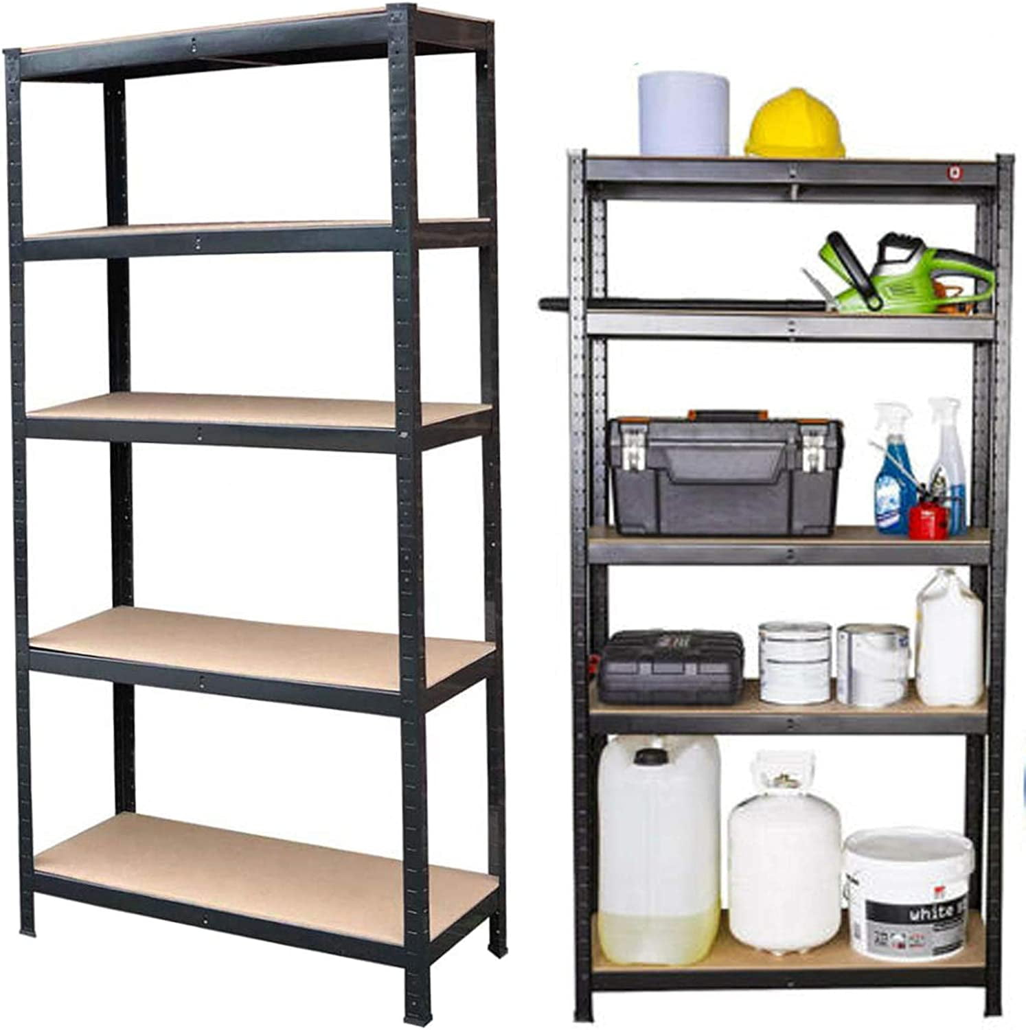 Heavy Duty Black Steel 5-Tier Shelving Rack for Garage and Kitchen