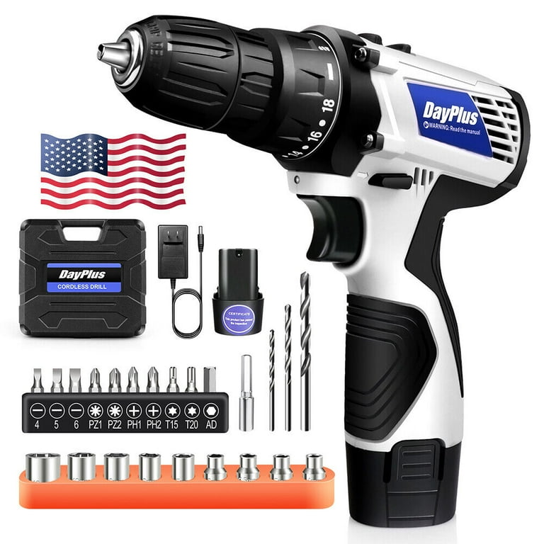 Dayplus Cordless Drill Electric Screwdriver Rechargeable Small Handheld Drill Set