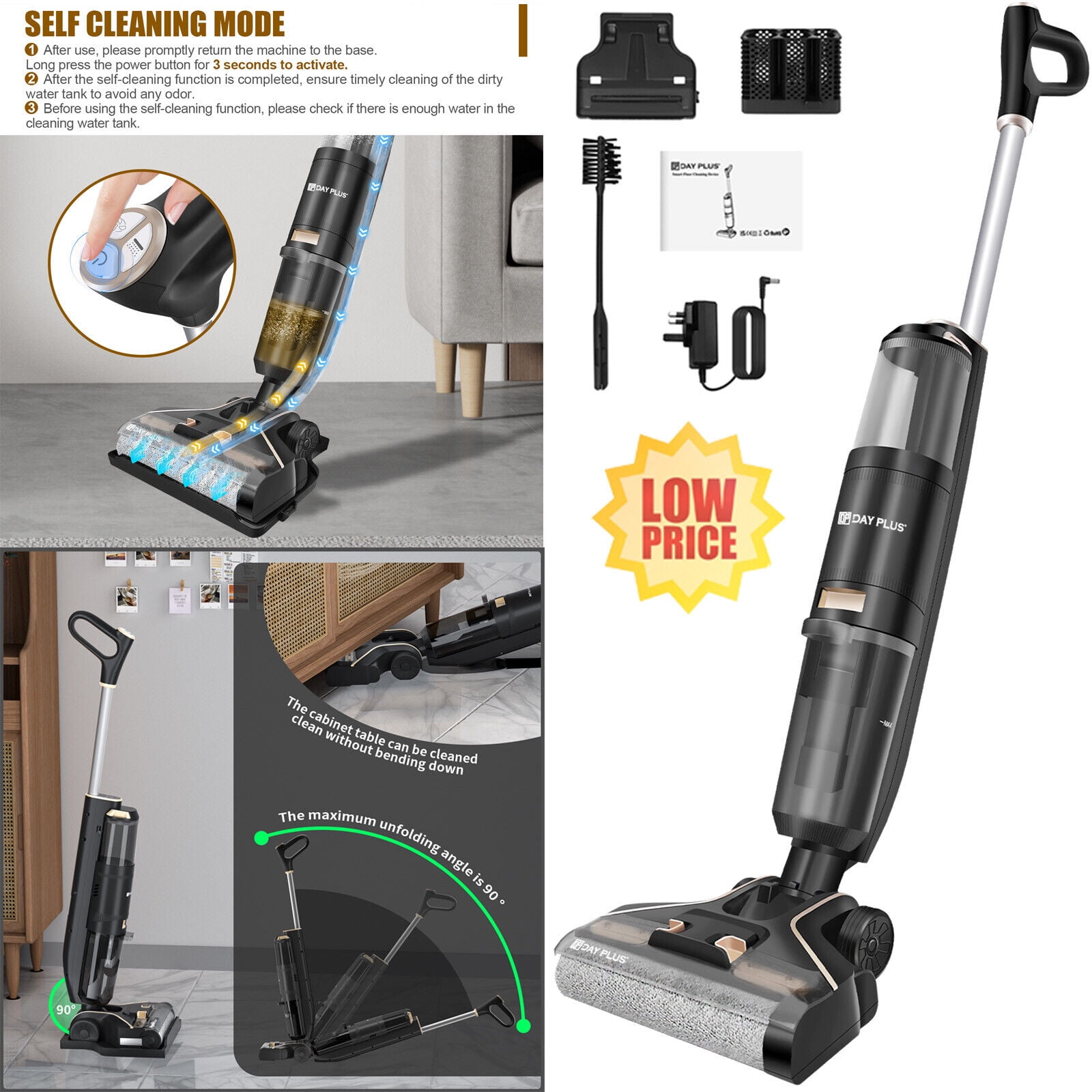 Dayplus Cordless WetDry Vacuum Cleaner, Wet Dry Electric Mop Floor
