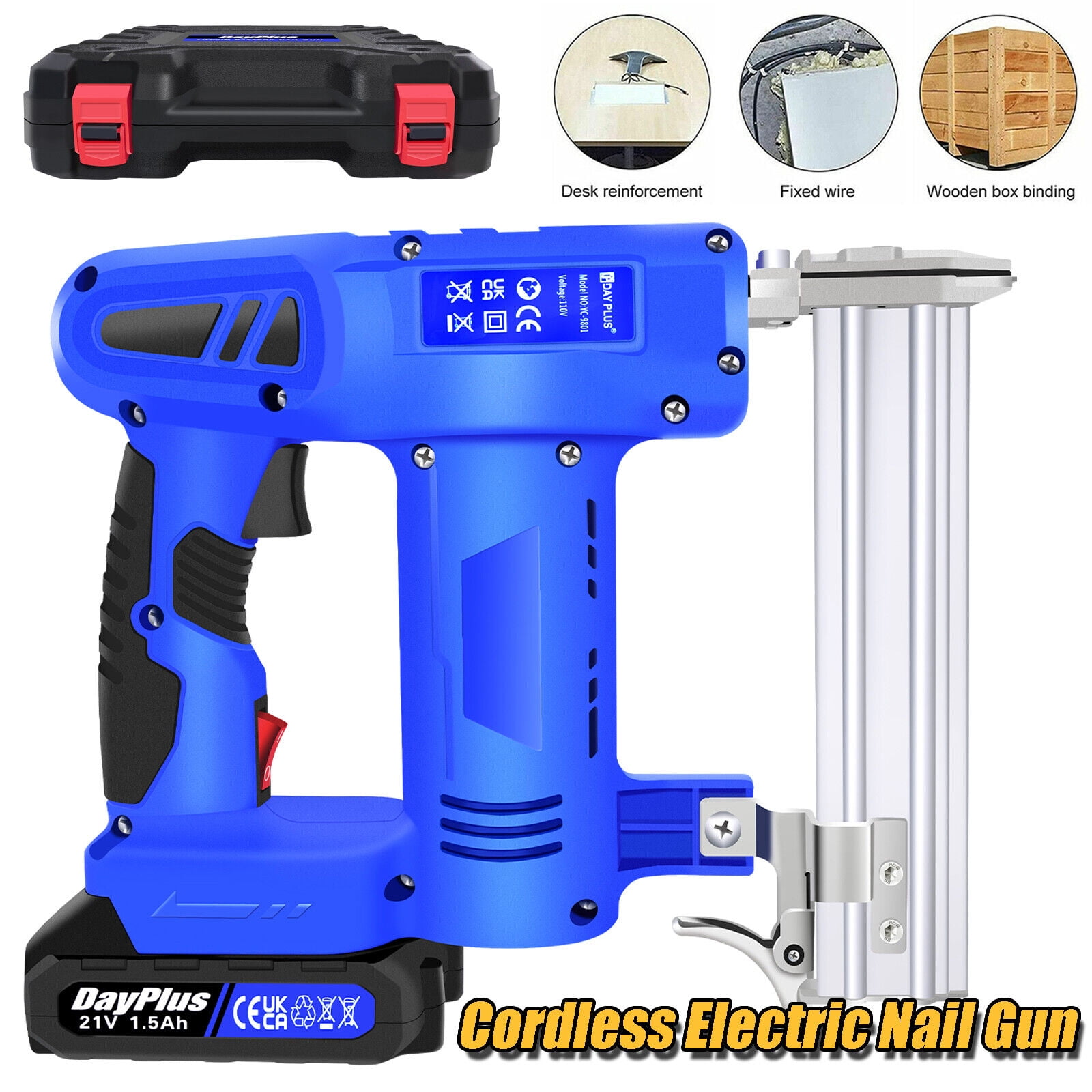 Dayplus Nail Gun &Staple Gun Cordless Electric Heavy Duty Stapler