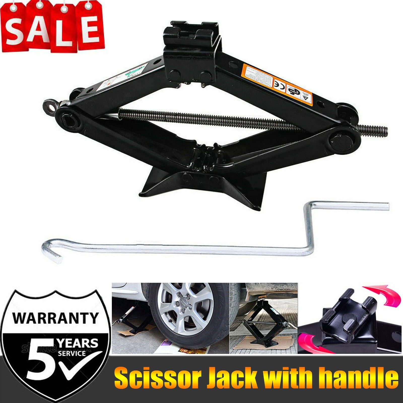 2 Ton Tonne Scissor Wind Up Jack For Car Van - With Crank Speed Handle~p12125756