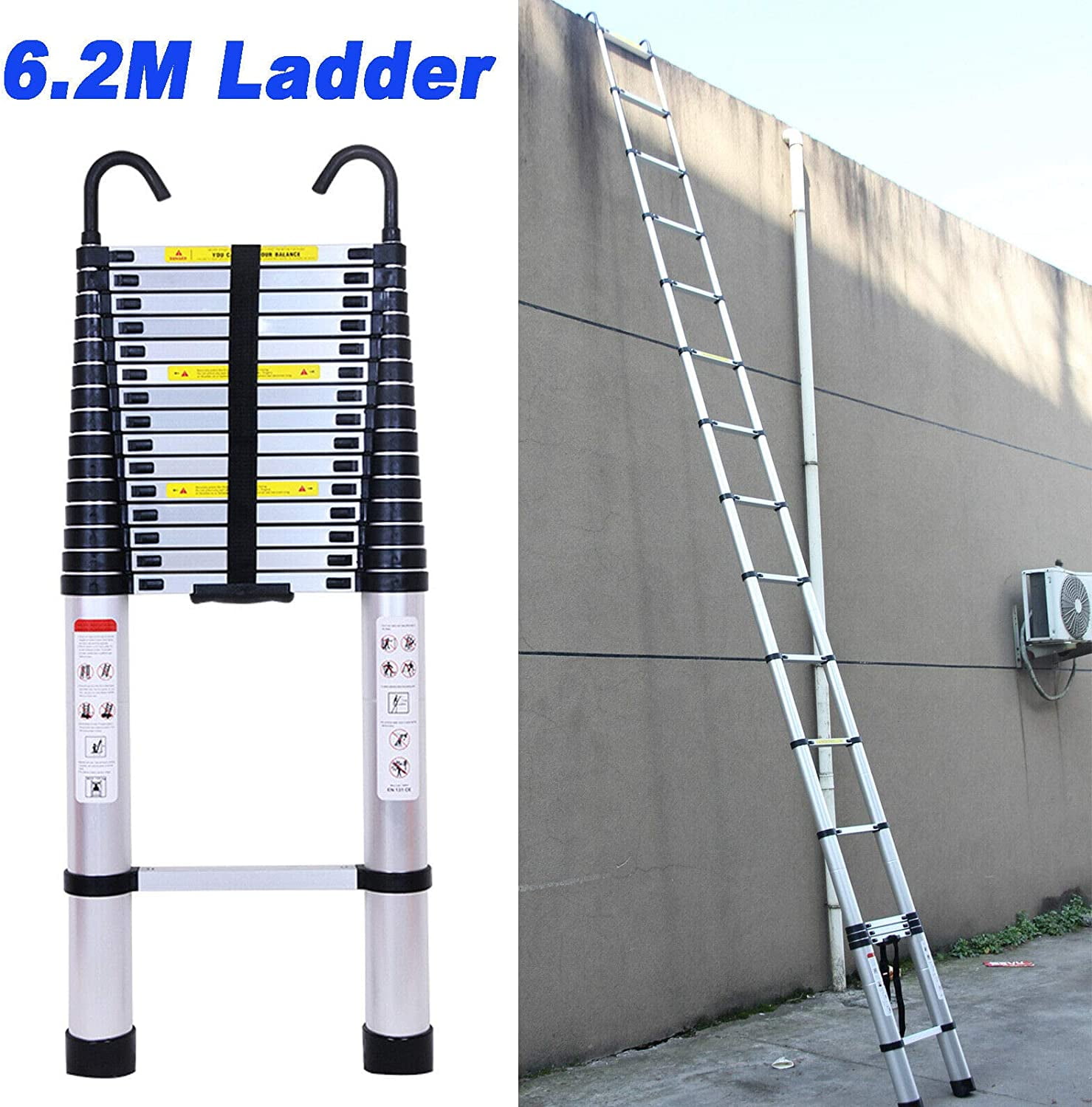Dayplus Telescoping Ladder 20FT Telescopic Extension Ladder Aluminum Extendable Lightweight Ladder Steps Safety Collapsible Ladder