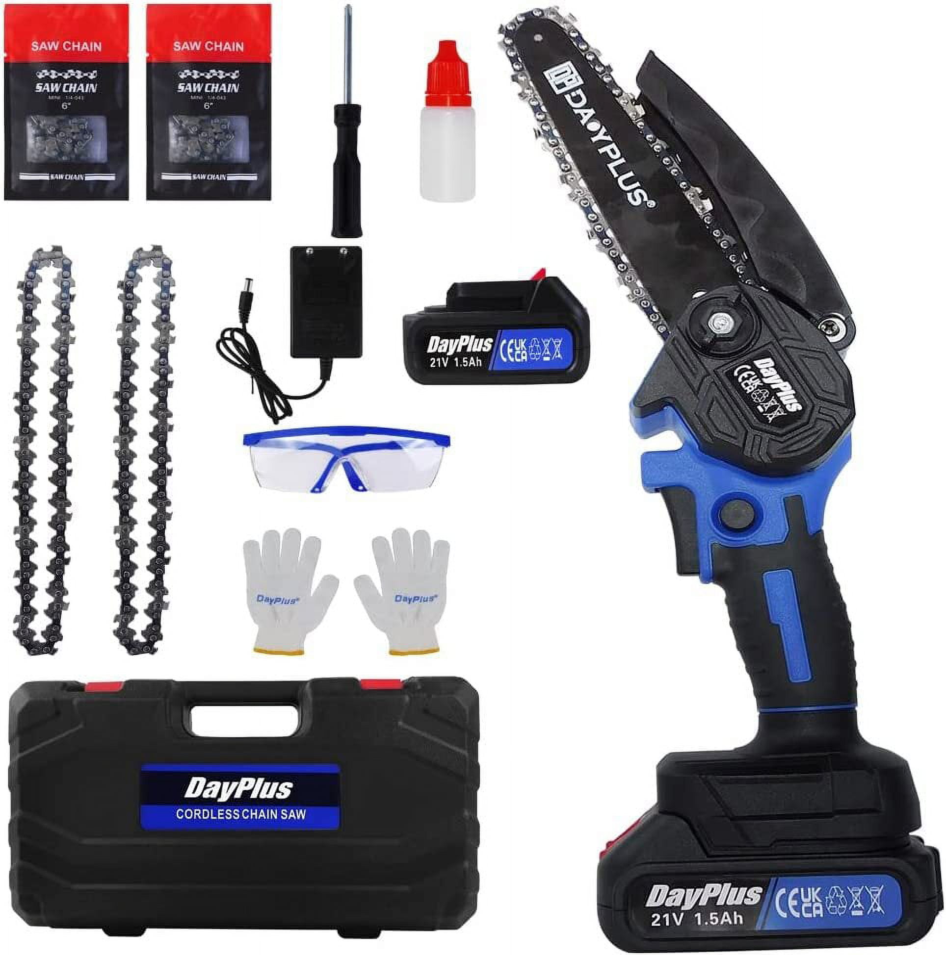 Dayplus Upgraded Mini Chainsaw Cordless 6 Inch Brushless Electric