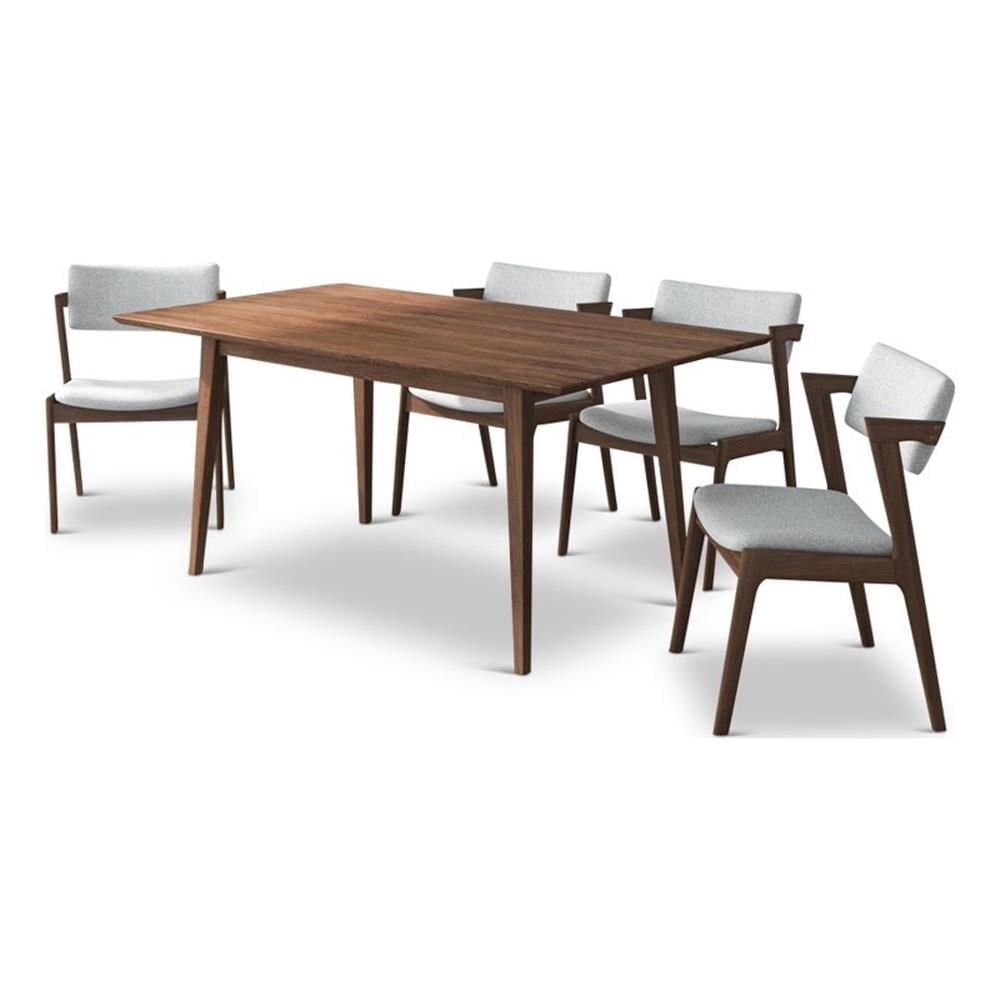 Dayra Modern Solid Wood Walnut Dining Room & Kitchen Table and Chairs ...