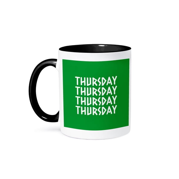 3drose, Days of the Week Series of Patterns. Thursday. Green Color, 11oz Two-tone Black Mug