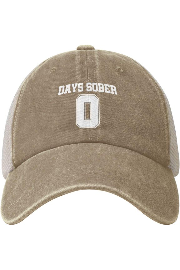 Days Sober 0 Hat Mesh Trucker Hats for Men Women Adjustable Vintage Washed Cotton Baseball Cap