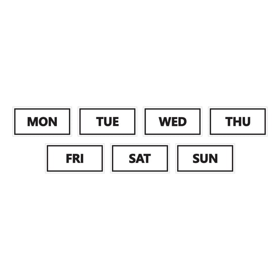 Days of The Week Magnets by DCM Solutions (Black Inverted)