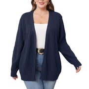 Daystry Fall Winter Womens Plus Size Open Front Casual Long Sleeve Chunky Cable Knit Classic Sweaters Cardigan