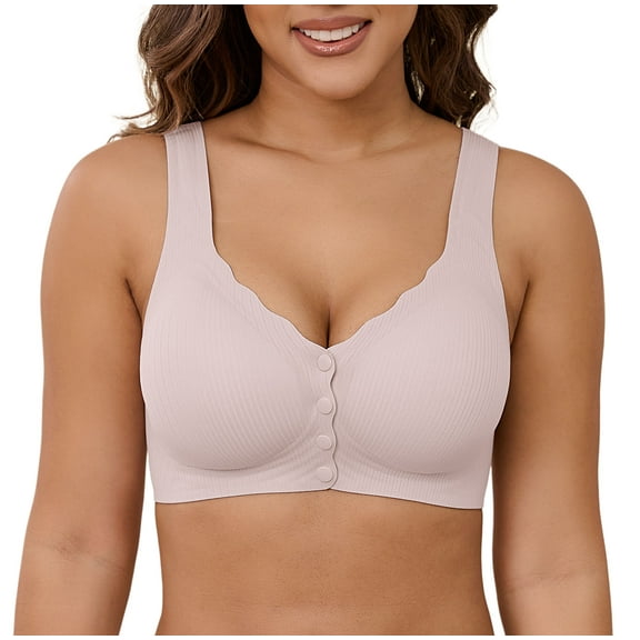 Daystry Front-close Bra Wirefree Shaping Bra Full Coverage Soft Light Comfort Breathable Bra for Women
