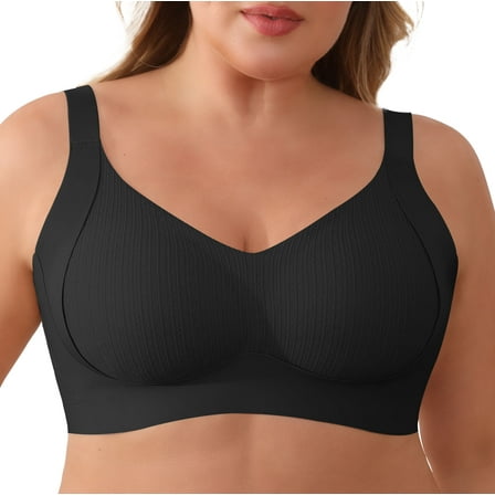 Daystry Lace Vertical Stripe No Underwire Full Coverage Comfort Supportive Pull Up Bras for Women Lift Wireless Seamless Bralette