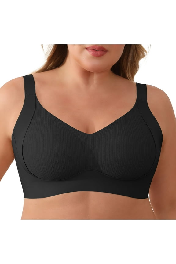 Lace Vertical Stripe No Underwire Full Coverage Comfort Supportive Pull Up Bras for Women Lift Wireless Seamless Bralette
