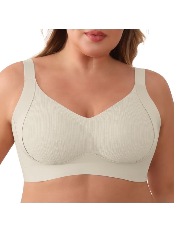 Lace Vertical Stripe No Underwire Full Coverage Comfort Supportive Pull Up Bras for Women Lift Wireless Seamless Bralette
