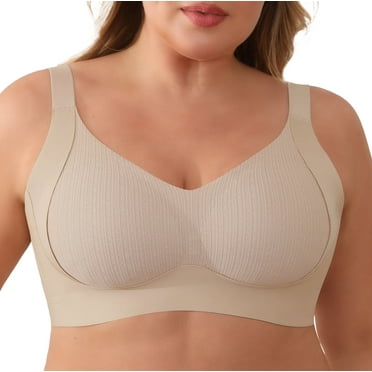 Daystry Lace Vertical Stripe No Underwire Full Coverage Comfort Supportive Pull Up Bras for Women Lift Wireless Seamless Bralette