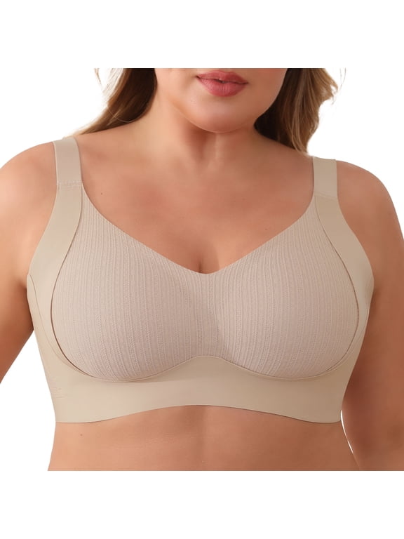 Lace Vertical Stripe No Underwire Full Coverage Comfort Supportive Pull Up Bras for Women Lift Wireless Seamless Bralette