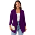 thumbnail image 1 of Daystry Plus Size Cardigan for Women 3/4 Sleeve Casual Open Front Light Cardigan Purple-2X, 1 of 8