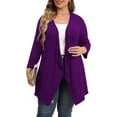 thumbnail image 1 of Daystry Plus Size Cardigan for Women 3/4 Sleeve Casual Open Front Light Cardigan Purple-5X, 1 of 9