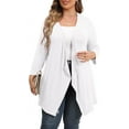 thumbnail image 1 of Daystry Plus Size Cardigan for Women 3/4 Sleeve Casual Open Front Light Cardigan White-5X, 1 of 9