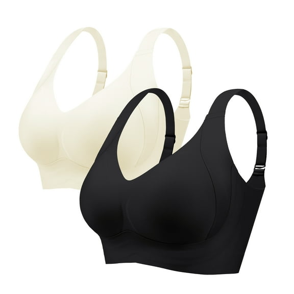 Daystry Plus Size Everyday Bras for Women Full Coverage Soft Sleep Wirefree Bras Pack of 2 New Upgrade