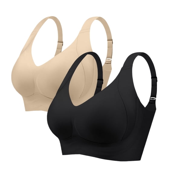 Daystry Plus Size Everyday Bras for Women Full Coverage Soft Sleep Wirefree Bras Pack of 2 New Upgrade,Size 2XL