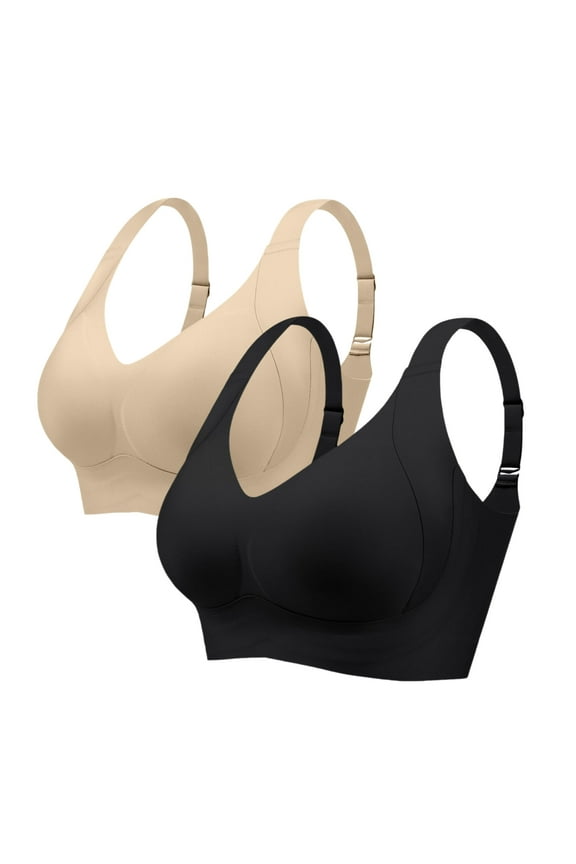 Plus Size Everyday Bras for Women Full Coverage Soft Sleep Wirefree Bras Pack of 2 New Upgrade