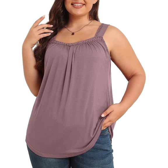 Daystry Plus Size Tank Tops for Women Loose Fit Lace Sleeveless Women's Summer Tanks Mauve 4X
