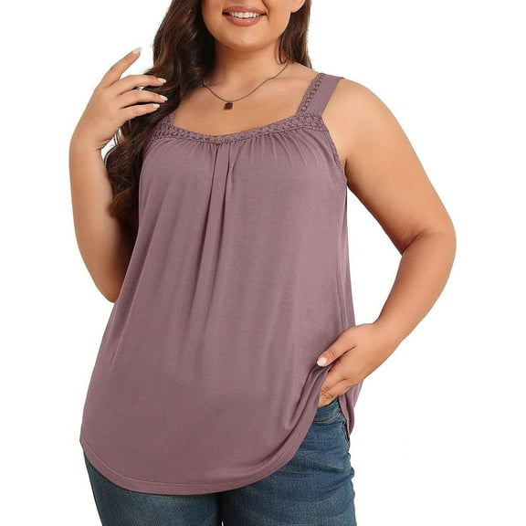 Daystry Plus Size Tank Tops for Women Loose Fit Lace Sleeveless Women's Summer Tanks Mauve L