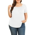 thumbnail image 1 of Daystry Plus Size Tops for Women Short Sleeve Square Lace Neck Flowy Shirts White 1X, 1 of 11