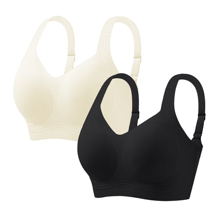 Daystry Smooth Wireless Bras for Women No Underwire Comfort Seamless Bras Full Coverage Everyday Bra Pack of 2 New Upgrade