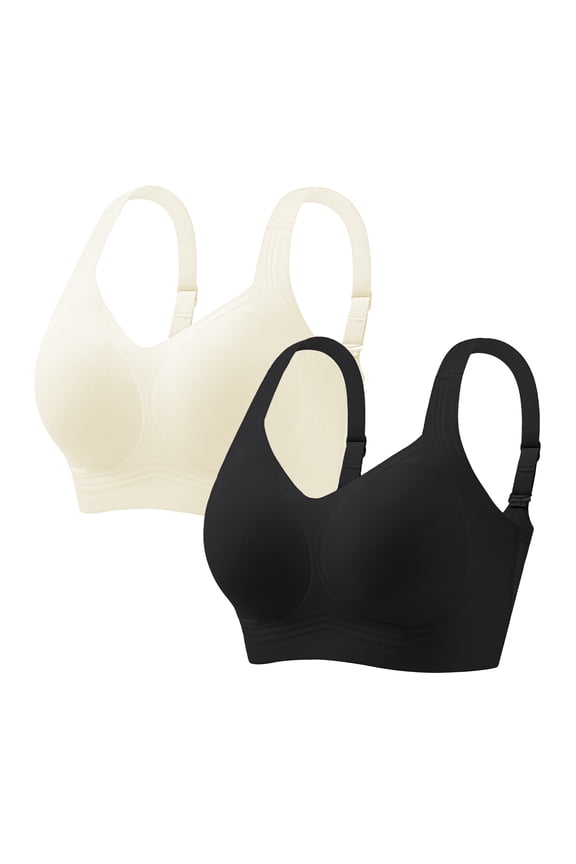 Smooth Wireless Bras for Women No Underwire Comfort Seamless Bras Full Coverage Everyday Bra Pack of 2 New Upgrade