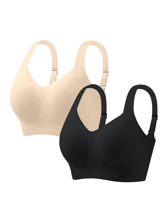 Smooth Wireless Bras for Women No Underwire Comfort Seamless Bras Full Coverage Everyday Bra Pack of 2 New Upgrade