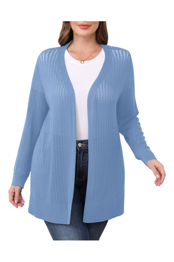 Women Casual Lightweight Cardigan Cover Up Open Front Breezy Long Sleeve Summer Blouses