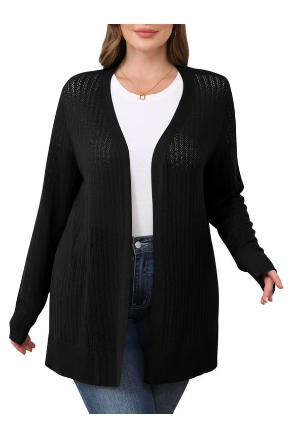 Women Casual Lightweight Cardigan Cover Up Open Front Breezy Long Sleeve Summer Blouses