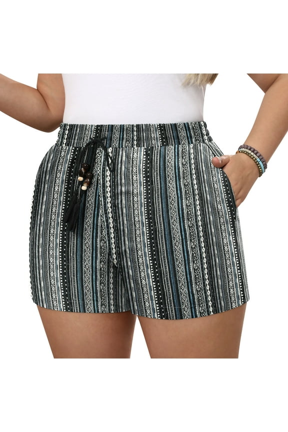 Women Casual Shorts Drawstring Summer Comfy Elastic Waist Lightweight Shorts Pull On Short with Pockets