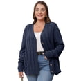 thumbnail image 1 of Daystry Women's Plus Size Fall Winter Long Sleeve Chunky Cable Knit Sweater Open Front Cardigan Button Loose Sweaters, 1 of 8