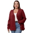 thumbnail image 1 of Daystry Women's Plus Size Fall Winter Long Sleeve Chunky Cable Knit Sweater Open Front Cardigan Button Loose Sweaters, 1 of 8