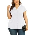 Daystry Women's Plus Size Button Down Short Sleeve Shirt Business