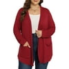 Daystry Women's Plus Size Open Front Casual Long Sleeve Lightweight Drape Cardigans Soft with Pockets