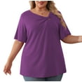 thumbnail image 1 of Daystry Women's Plus Size Short-Sleeve Tie Tops Tunic Wrap Sweetheart Lightweight Tee, 1 of 14