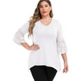 thumbnail image 1 of Daystry Women's Plus Size Top 3/4 Sleeve Shirt Dressy Tunic Blouse White-4X, 1 of 10