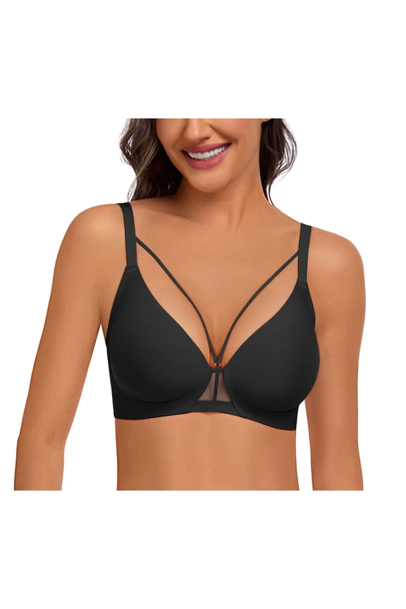 Womens Bras Wireless Seamless Bra No Underwire Push Up Bralette Full Coverage Comfort Everyday Bra Black S