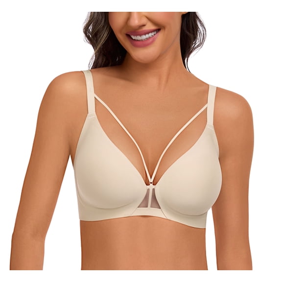 Daystry Womens Bras Wireless Seamless Bra No Underwire Push Up Bralette Full Coverage Comfort Everyday Bra Nude L