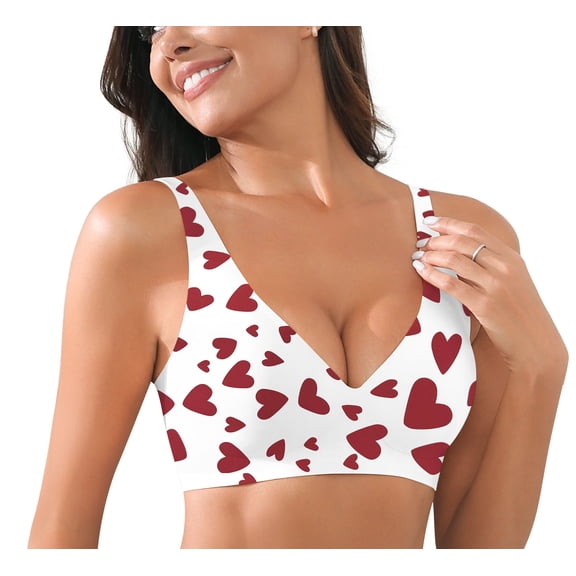 Daystry Womens Comfortable No Underwire Deep V Bras 360° Jelly Strip Wireless Soft Bra with Bra Extender