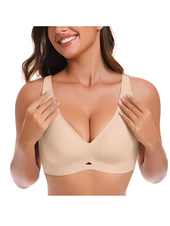 Womens No Underwire Bras Wireless Bra Supportive Seamless Bras Full Coverage Push Up Comfortable Everyday T-shirt Bras