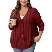 Daystry Women's 2025 Fall Winter Long Sleeve Chunky Cable Knit Sweater Open Front Cardigan Button Loose Sweaters Outerwear