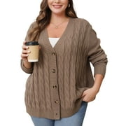 Daystry Women's 2025 Fall Winter Long Sleeve Chunky Cable Knit Sweater Open Front Cardigan Button Loose Sweaters Outerwear