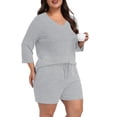 thumbnail image 1 of Daystry Womens Plus Size Pajama Sets 2 Piece Summer 3/4 Sleeve Tops Shorts with Pockets for Lounge Sleepwear L-4XL, 1 of 9