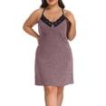 thumbnail image 1 of Daystry Womens Plus Size Nightgown Pajamas Ribbed Nightgown V-Neck Loungewear Dress Lace-Trimmed Spaghetti-Strap All-Season Style L-4XL, 1 of 9