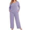 thumbnail image 1 of Daystry Womens Plus Size Pajama Sets 2 Piece Fall Winter Button Down Long Sleeve Pants with Pockets for Lounge Sleepwear, 1 of 8